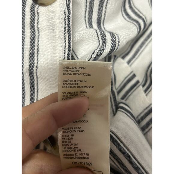 Anthropologie Pilcro Relaxed Striped Boho Lagenlook Linen Blazer Jacket XS - Picture 10 of 12